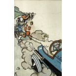 Francois d'Albignac (French 1903-1958), 'Une Chauffeuse Entraineuse', a 1937 design for a greetin...