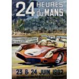 '24 Heures du Mans 23 & 24 Juin 1962' poster after Michel Beligond (French, 1927-1973),