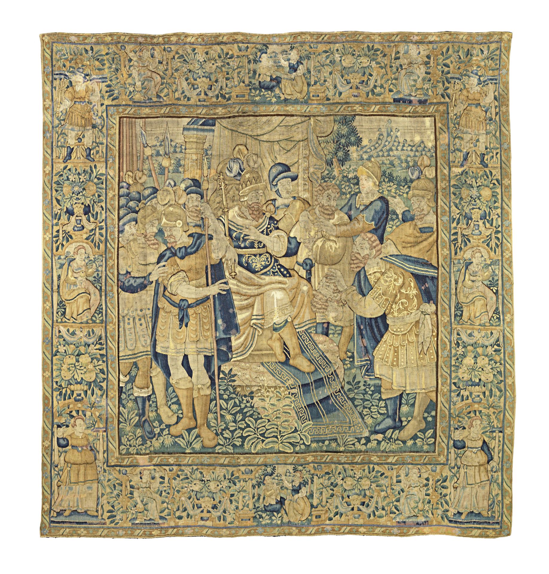 A striking Flemish late 16th century historical tapestry possibly Oudenaarde 335cm x 312cm