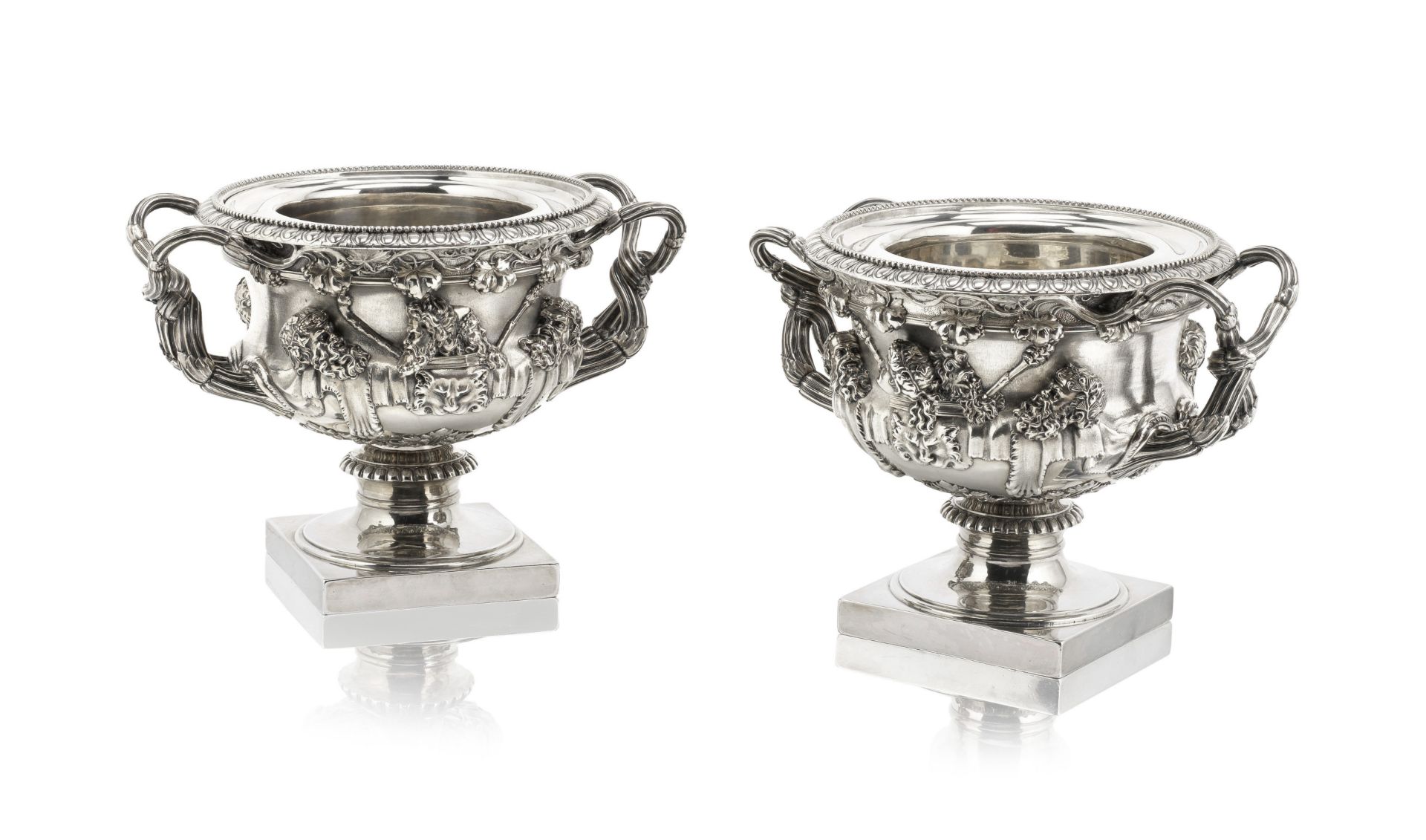 A pair of George IV silver 'Warwick Vase' wine coolers Paul Storr, London 1821 (2)