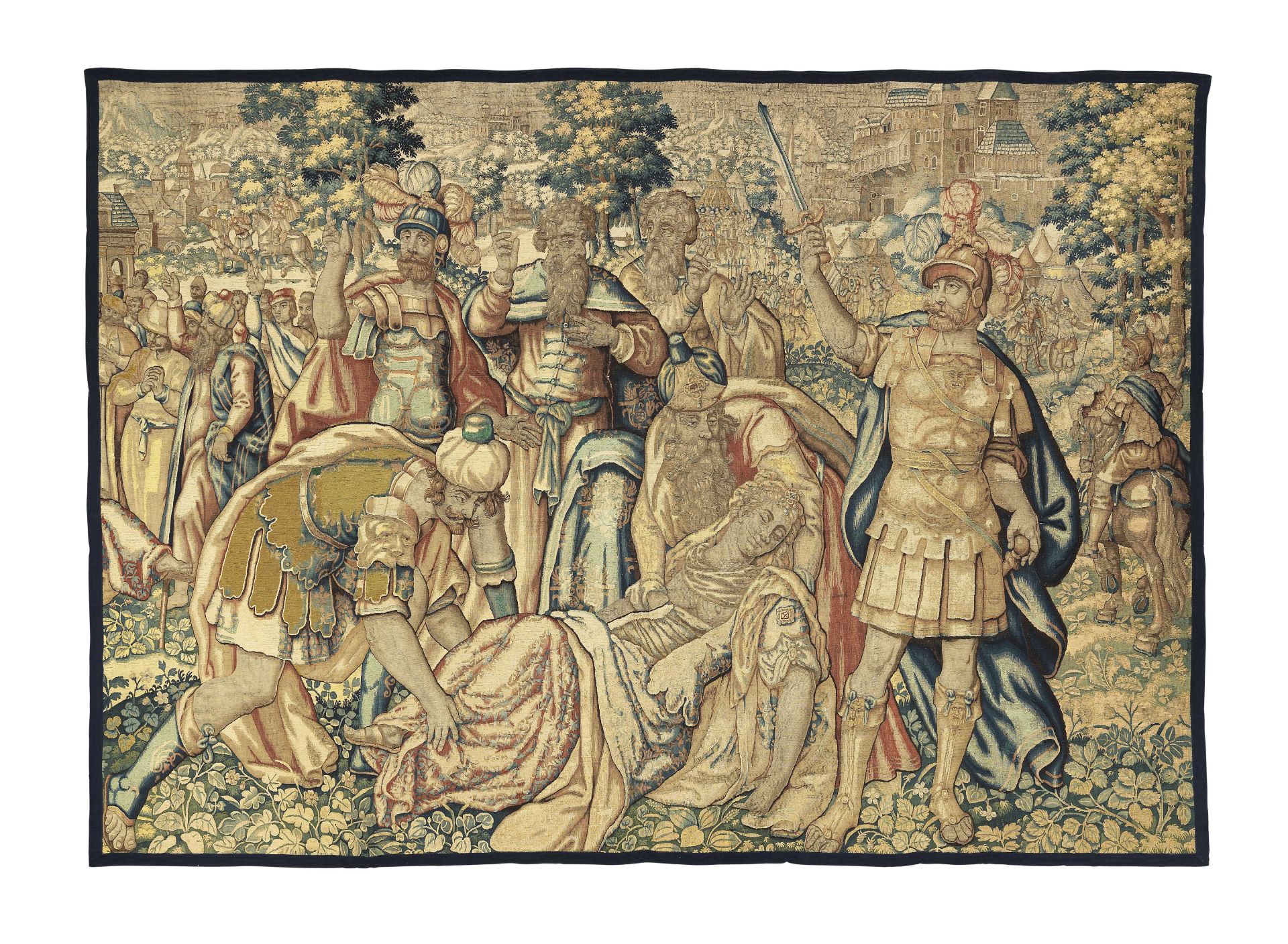 A IMPRESSIVE AND VIBRANT MYTHICAL FLEMISH TAPESTRY SHOWING A SCENE FROM THE AENEID, early to mid ...