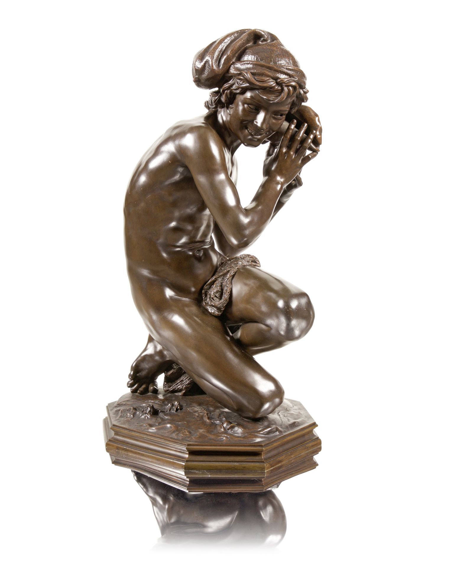 Jean Baptiste Carpeaux (French 1827 -1875): A bronze figure of Le Jeune p&#234;cheur &#224; la co...