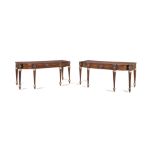 A pair of Regency mahogany and parcel gilt serving tables possibly Scottish (2)