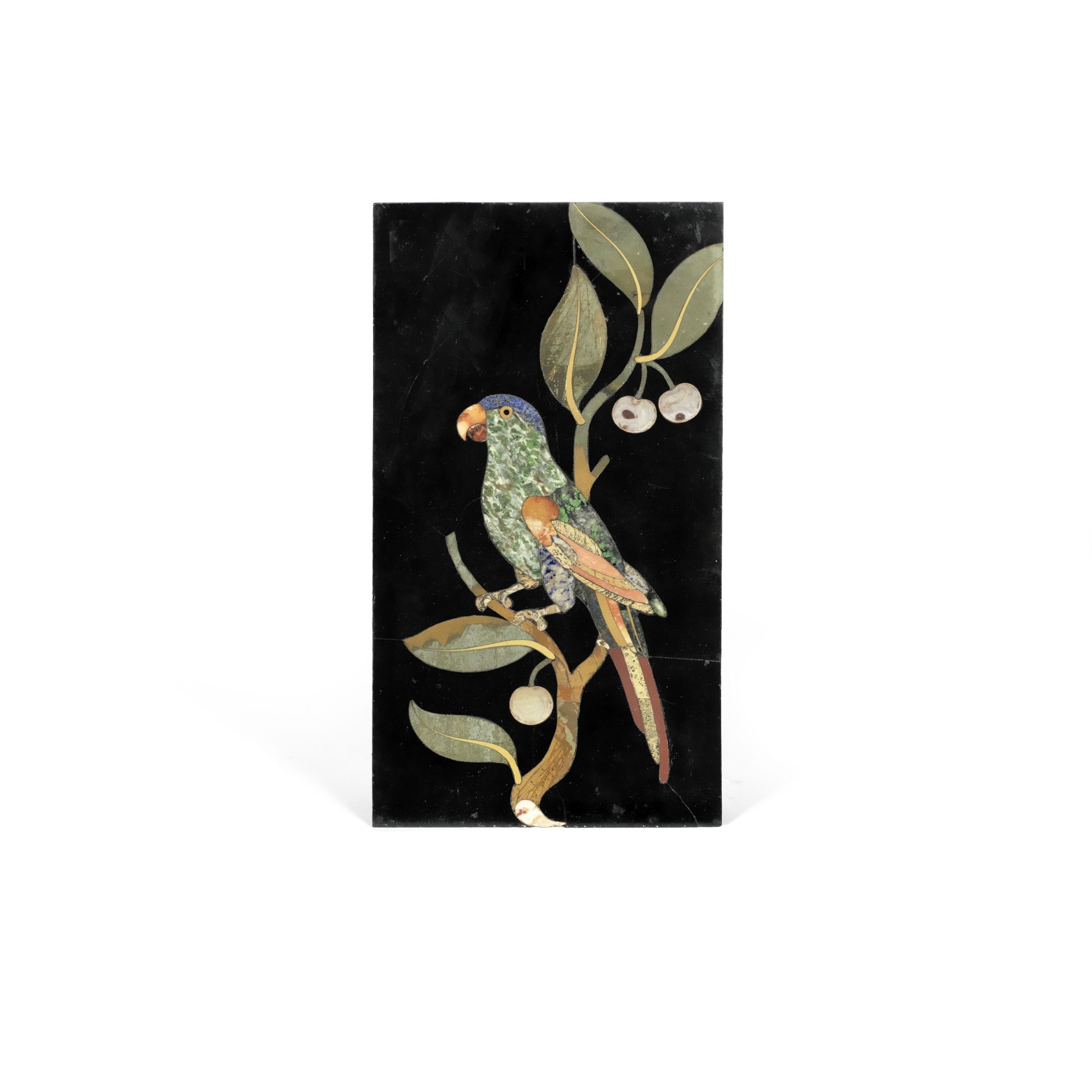 A 17th century Italian pietre dure panel of a parrot possibly attributable to the Grand Ducal wor...