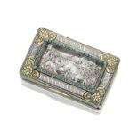 A French parcel-gilt silver box the panel possibly by Jacques Fr&#233;d&#233;ric Kirstien, the bo...