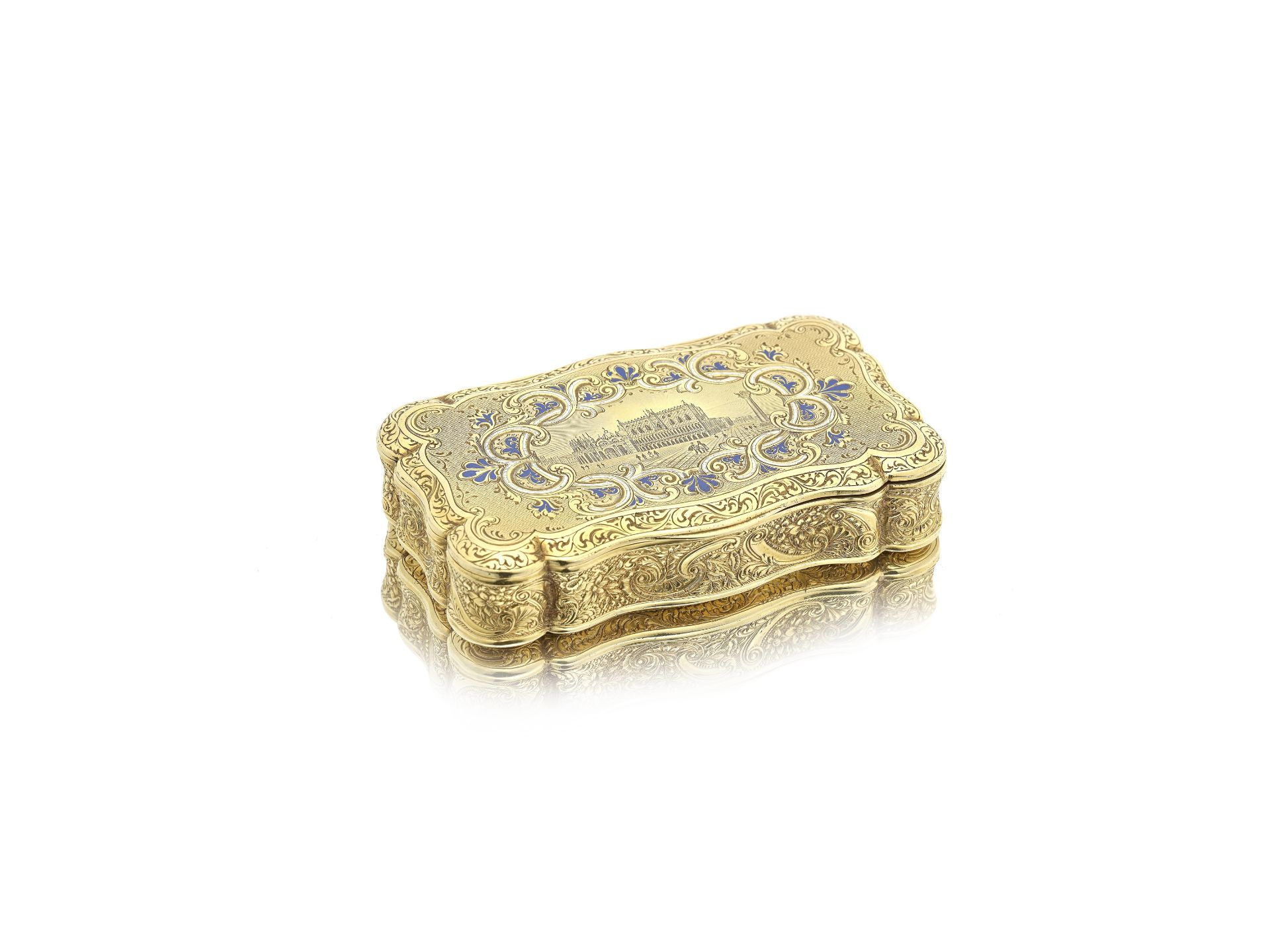 A 19th century gold and enamel box unmarked, possibly Italian