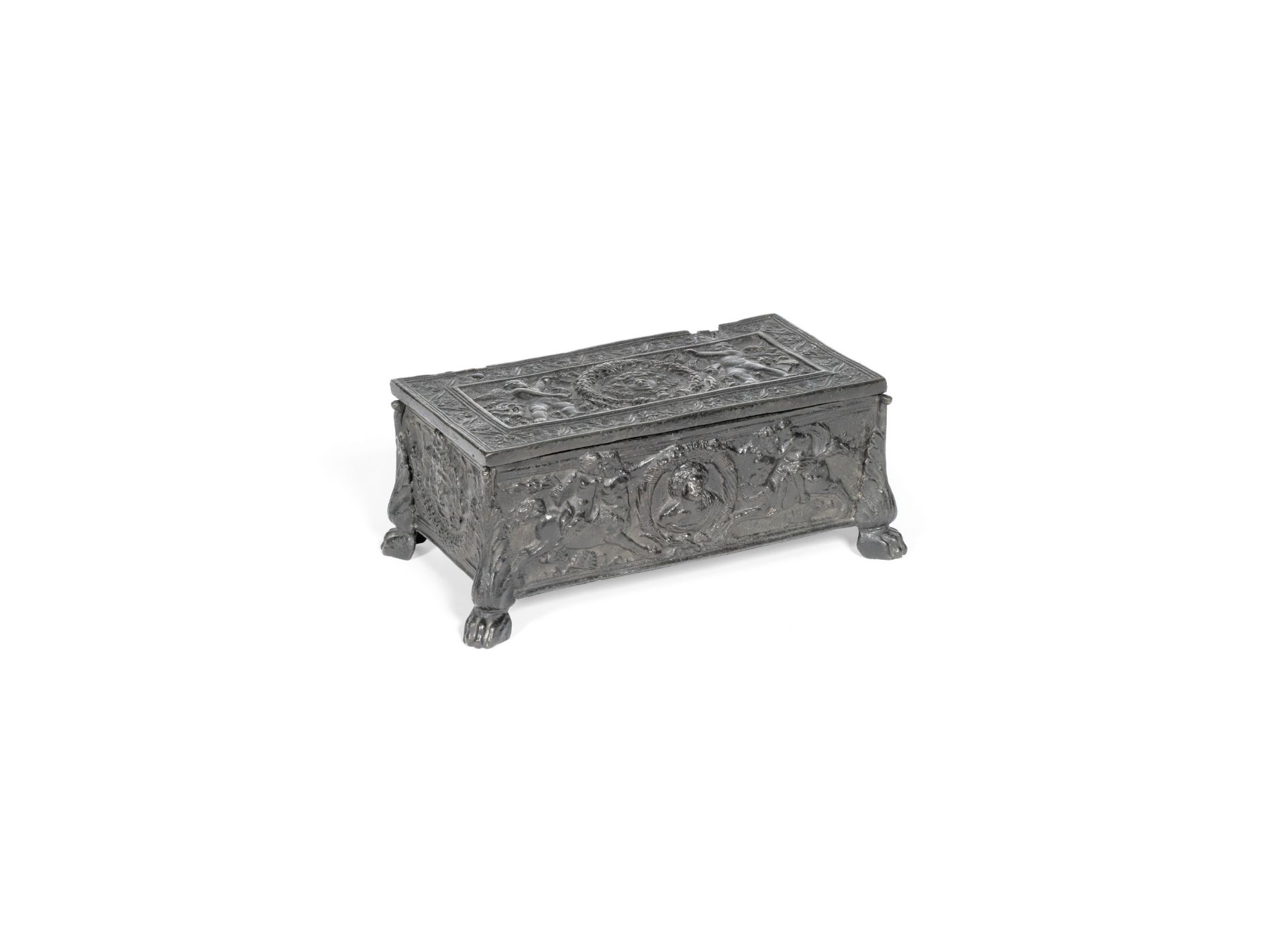 A Paduan patinated bronze writing casket probably late 15th/early 16th century