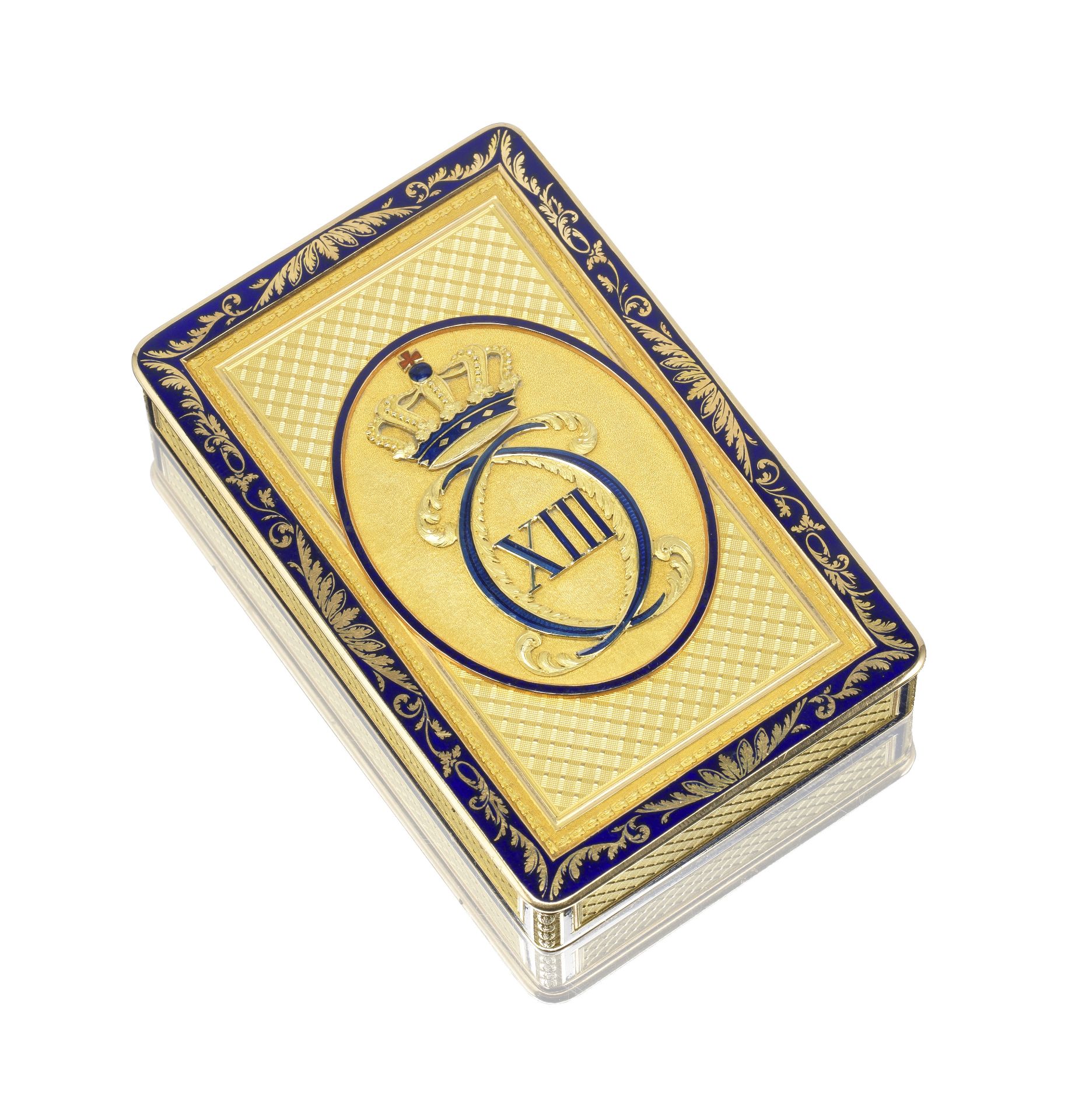 An early 19th century German gold and enamel Royal presentation box Hanau, circa 1805, stamped '1...