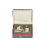 An early 19th century Italian Micromosaic and cornelian snuff box, depicting Andromache mourning ...