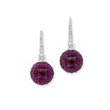 GRAFF: RUBY AND DIAMOND 'HALO' PENDENT EARRINGS