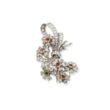 NANNINI: DIAMOND AND GEM-SET FLORAL SPRAY BROOCH