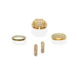 THREE DIAMOND RINGS AND DIAMOND EARRINGS (4)