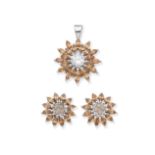 DIAMOND AND TOPAZ PENDANT AND EARRING SUITE,
