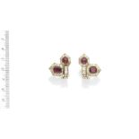 RUBY AND DIAMOND EARCLIPS