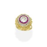 MOUNTED BY GRIMA: DIAMOND AND RUBY DRESS RING, 1968