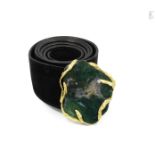 GRIMA: MOSS AGATE AND DIAMOND BELT BUCKLE/PENDANT,