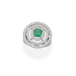 GRAFF: EMERALD AND DIAMOND TARGET RING