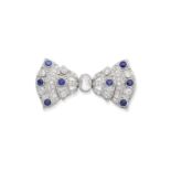 SAPPHIRE AND DIAMOND BOW BROOCH