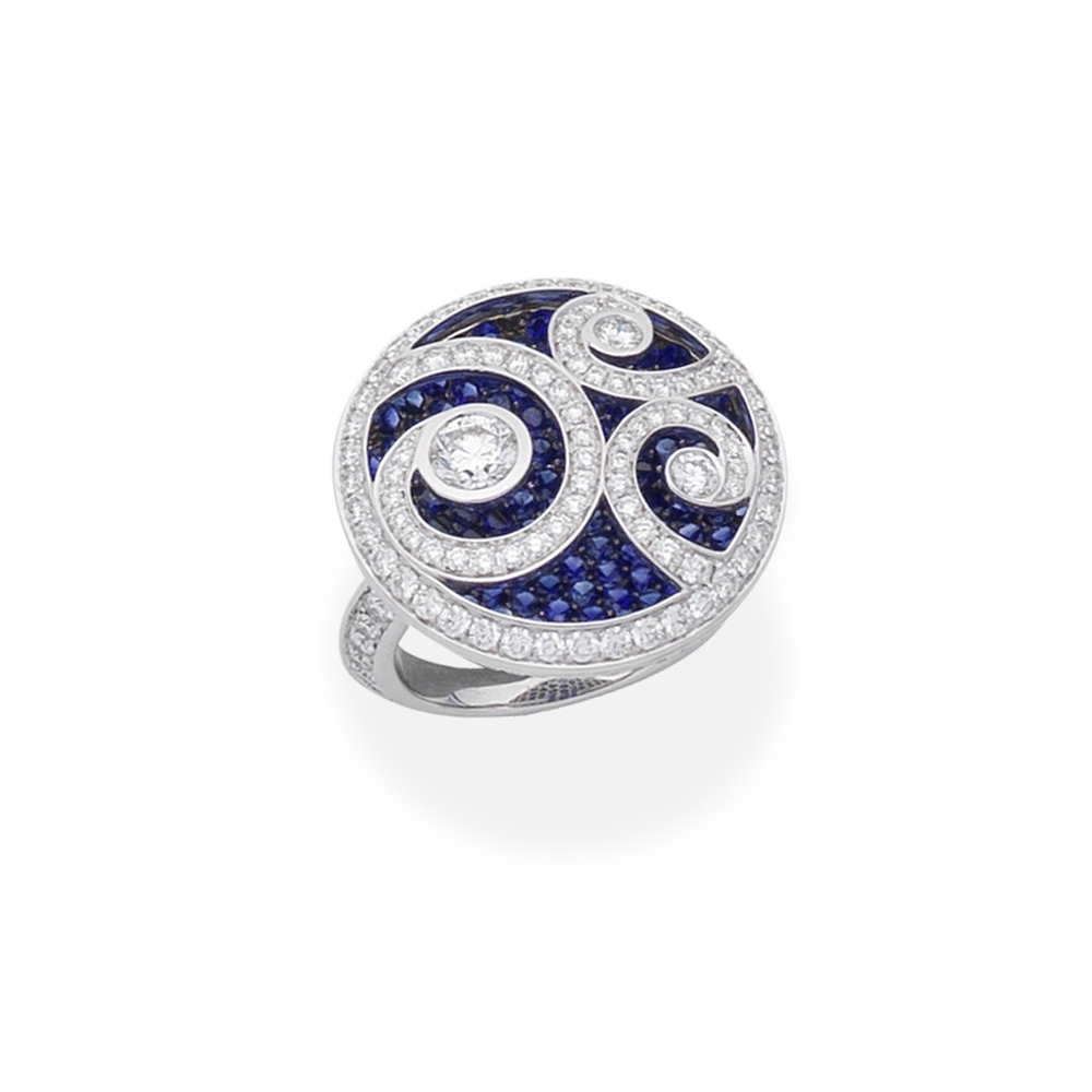 GRAFF: DIAMOND AND SAPPHIRE 'DIAMOND ON DIAMOND' RING