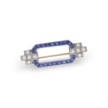 TIFFANY: SAPPHIRE AND DIAMOND BROOCH, CIRCA 1920