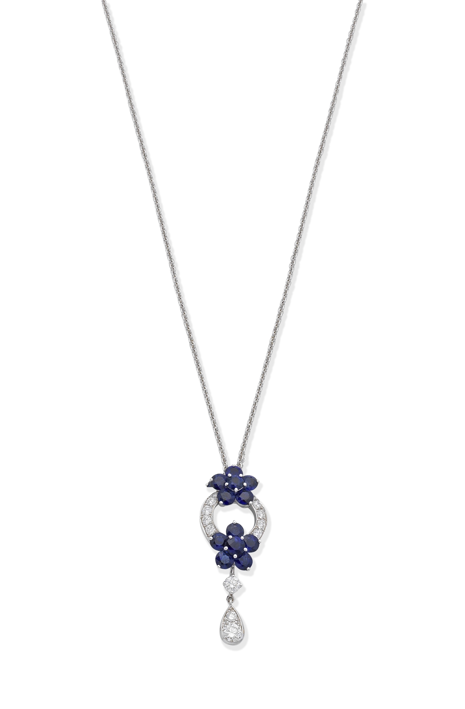 GRAFF: SAPPHIRE AND DIAMOND 'ROSETTE' PENDANT