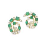 EMERALD AND DIAMOND EARCLIPS