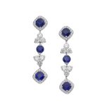 GRAFF: SAPPHIRE AND DIAMOND PENDENT EARRINGS