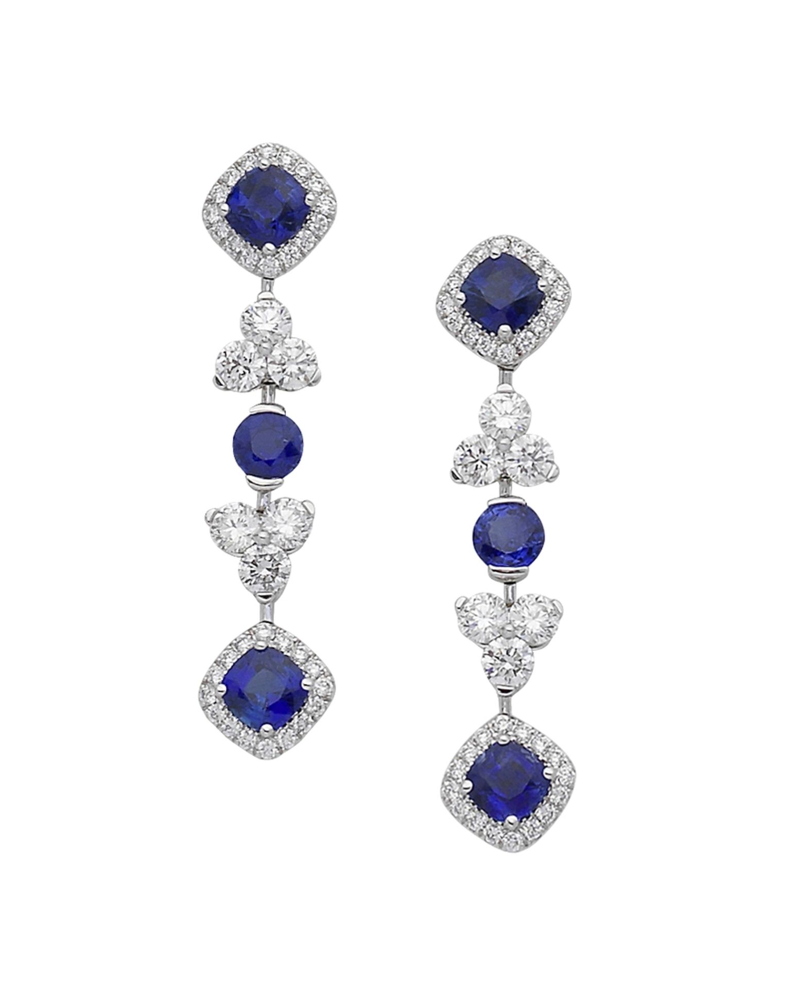 GRAFF: SAPPHIRE AND DIAMOND PENDENT EARRINGS