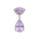 KUNZITE AND DIAMOND PENDANT