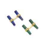 BOUCHERON: INTERCHANGEABLE LAPIS LAZULI AND MALACHITE CUFFLINKS