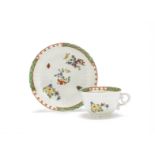 A Worcester teacup and saucer, circa 1755-56