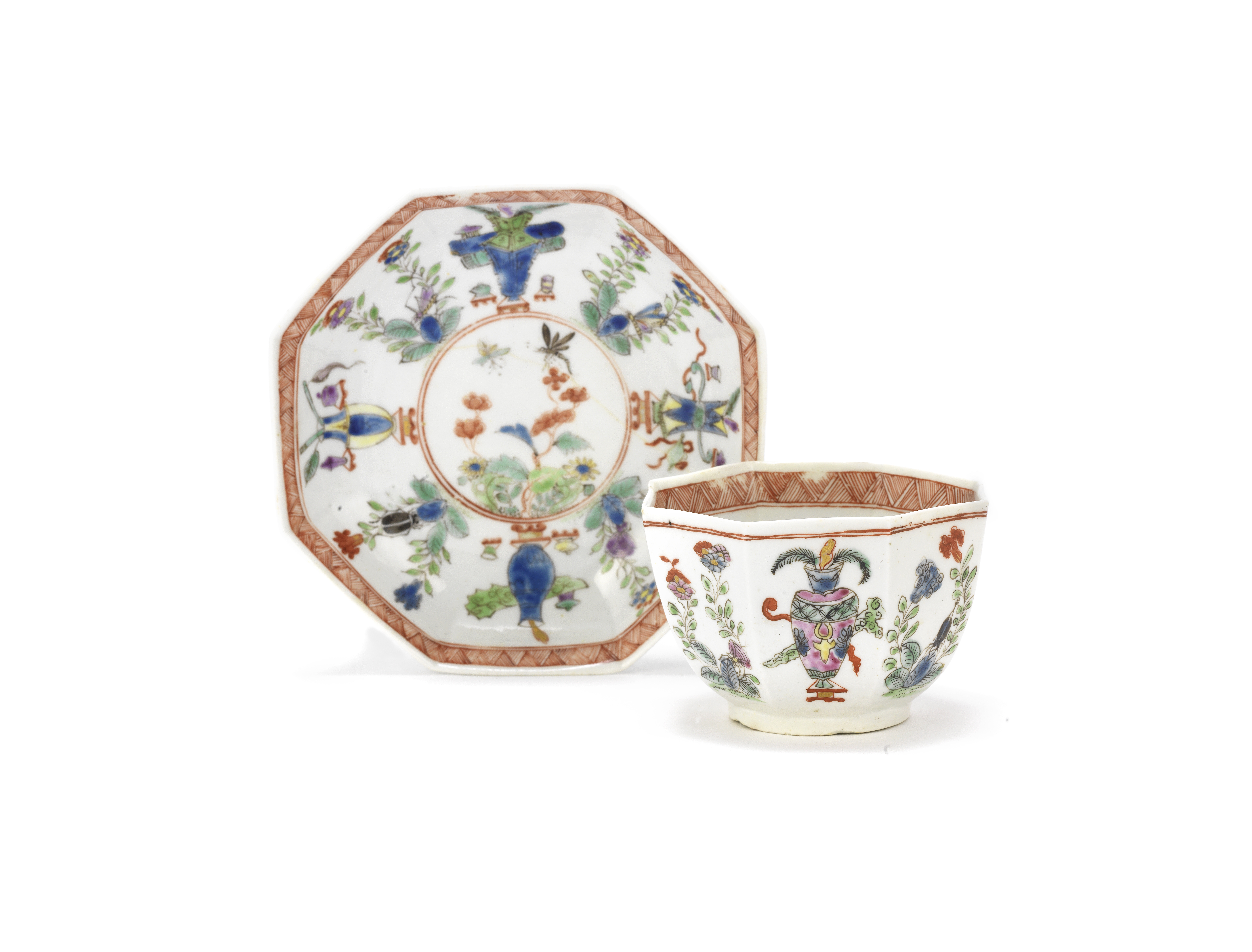 Another Worcester teabowl and saucer, circa 1753-54