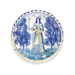 A London Delftware Queen Anne charger, circa 1702-14