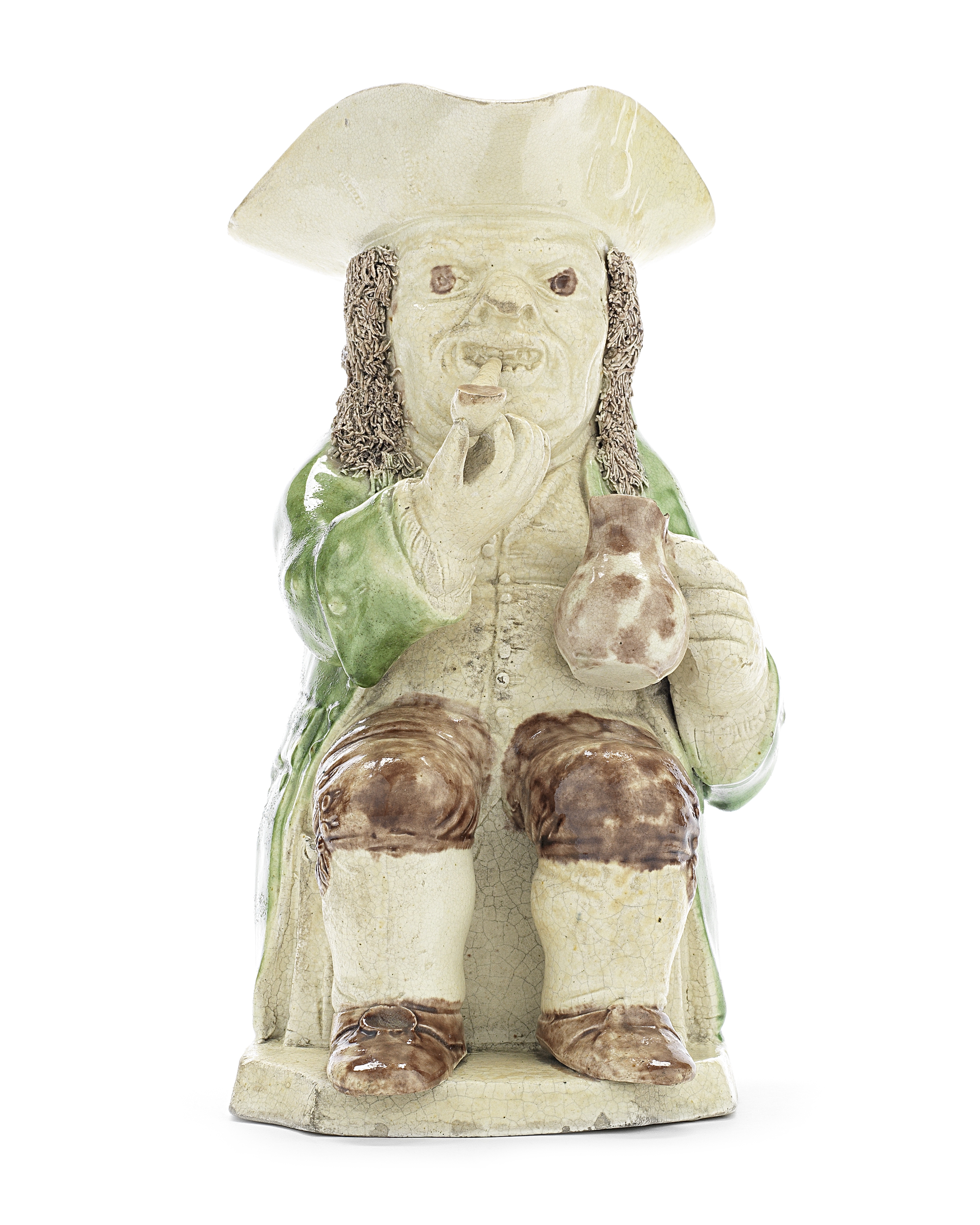 A very rare creamware 'Step' Toby jug, circa 1780