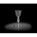 A good composite-stemmed light baluster wine goblet, circa 1755-65