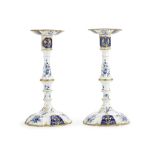 A pair of South Staffordshire enamel candlesticks, circa 1770