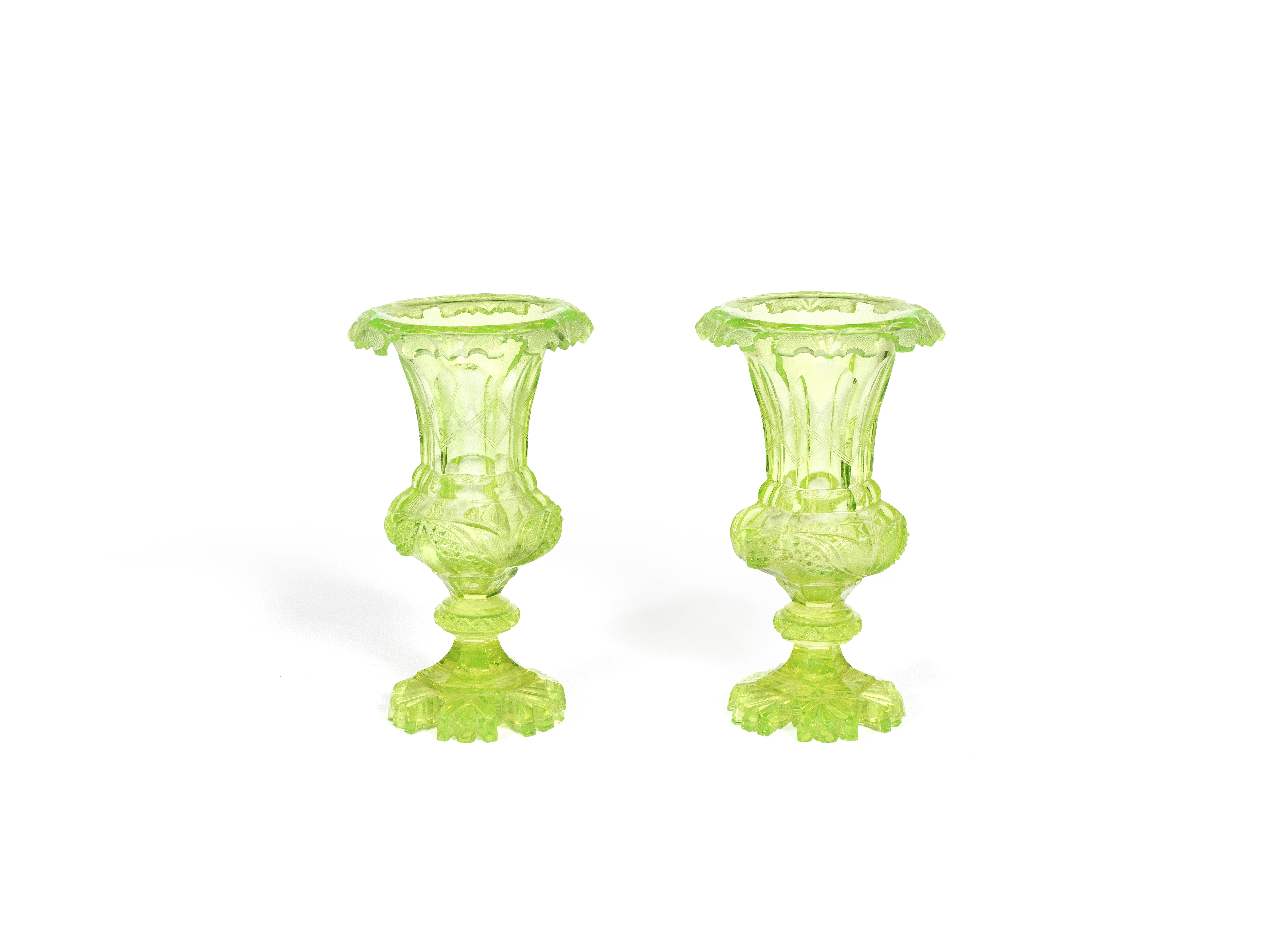 A pair of Bohemain 'Annagrun' cut glass vases, second half 19th century