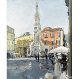 Ken Howard R.A. (British, born 1932) Piazza Del Ges&#249; Nuovo, Naples