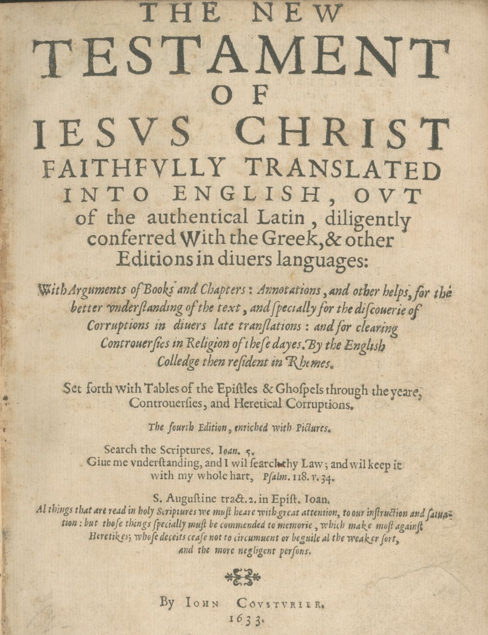 BIBLE, IN ENGLISH, RHEIMS The New Testament of Jesus Christ Faithfully Translated into English......