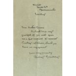 BEARDSLEY (AUBREY) Autograph letter signed ('Aubrey Beardsley') to the Rev. David Bearne, stating...