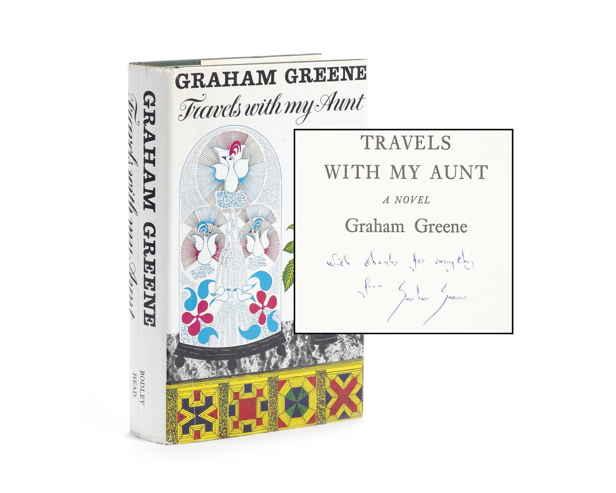 GREENE (GRAHAM) Travels With My Aunt, FIRST EDITION, AUTHOR'S PRESENTATION COPY, inscribed 'with ...