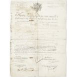 NAPOLEON BONAPARTE Special Licence signed ('Np'), allowing an unnamed ship to make one voyage fro...