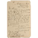 CHARD (JOHN) Autograph letter signed ('John R.M. Chard'), to John Emmett, C.A. Barrett, and Thos....