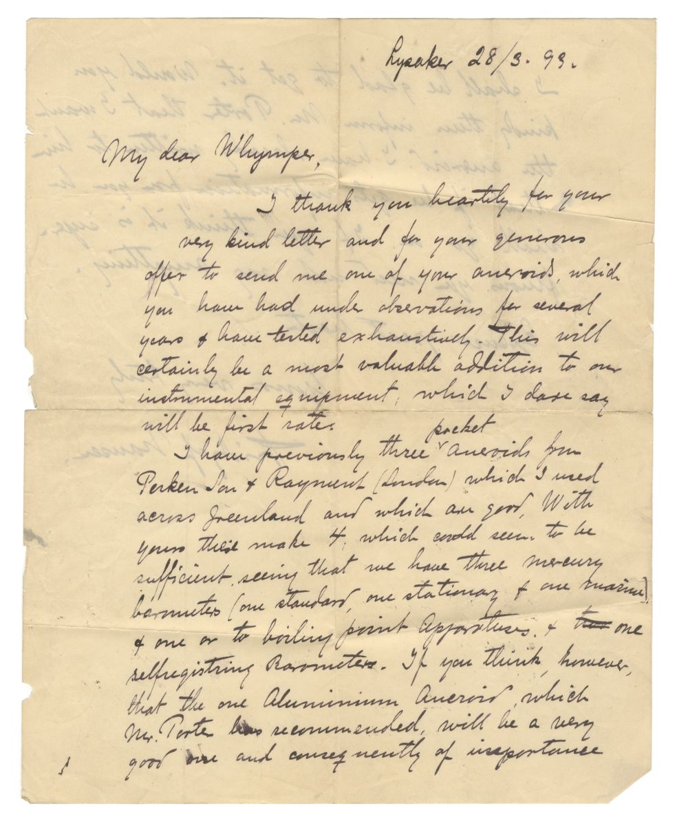 EXPLORATION & SCIENCE Autograph letter signed ('Fridjof Nansen') to Edward Whymper and five other...