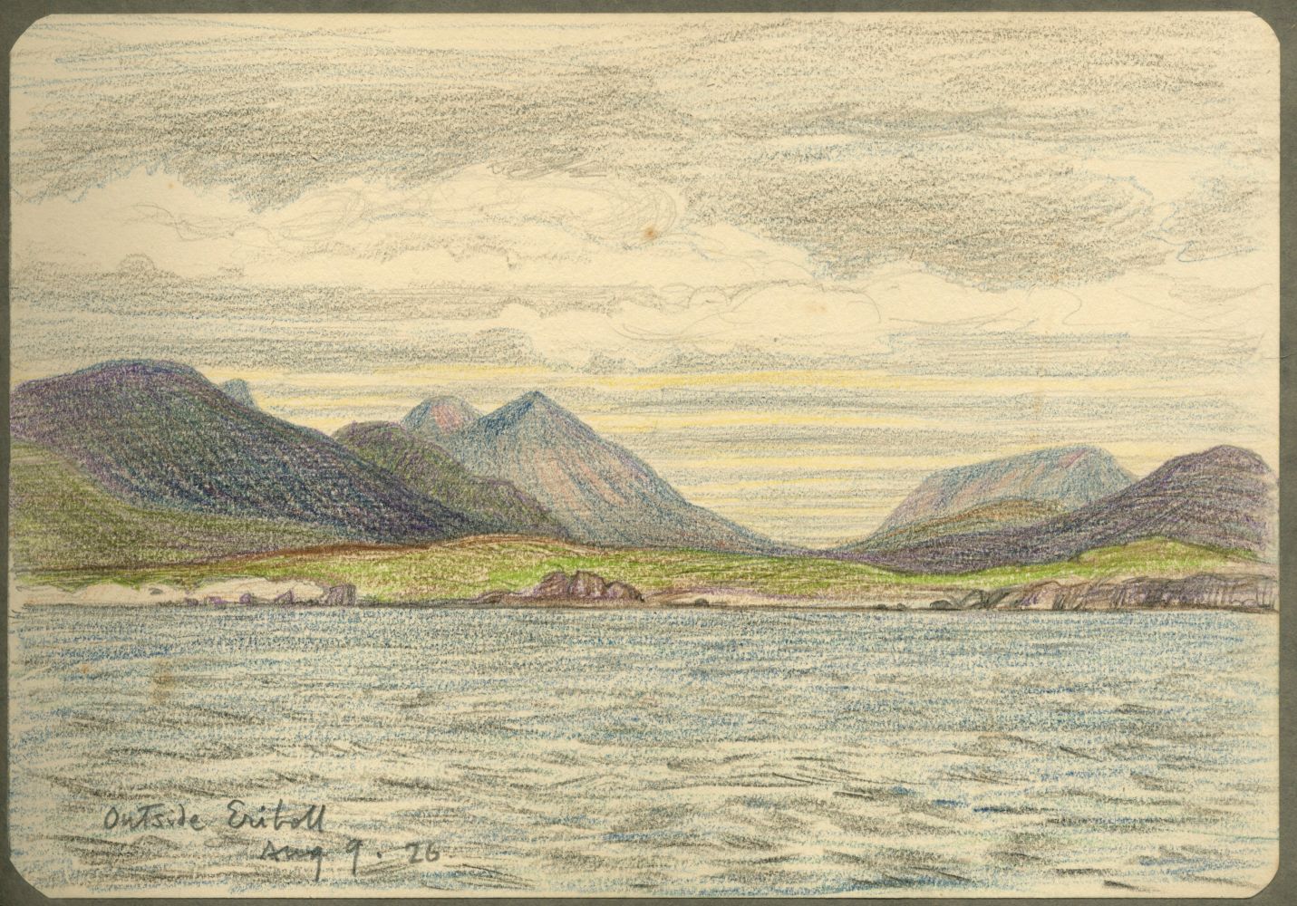 SCOTLAND - CATHARINE DOWMAN Album of coloured pencil views, titled 'Sketches [of Scotland] from t...