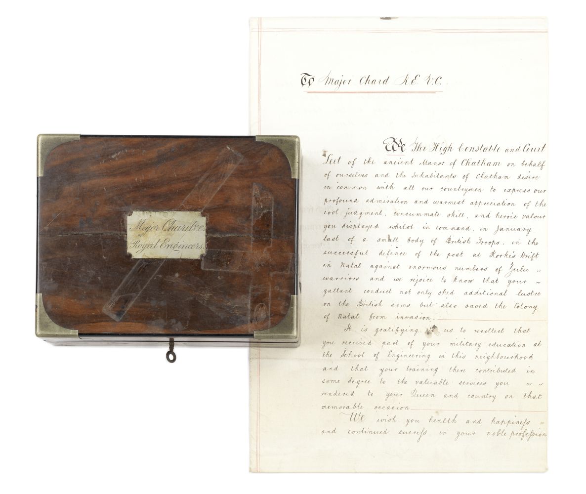 ROYAL ENGINEERS, CHATHAM John Chard's surveying and drawing instrument wooden case, 9 November 18...
