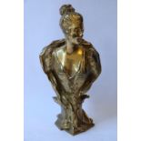 LAPORTE E. "Buste de femme". Bronze doré signé du cachet du fondeur SIOT [...]