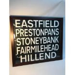 Original 1980's Edinburgh bus destination scroll framed. Eastfield, Prestonpans, Stoneybank,