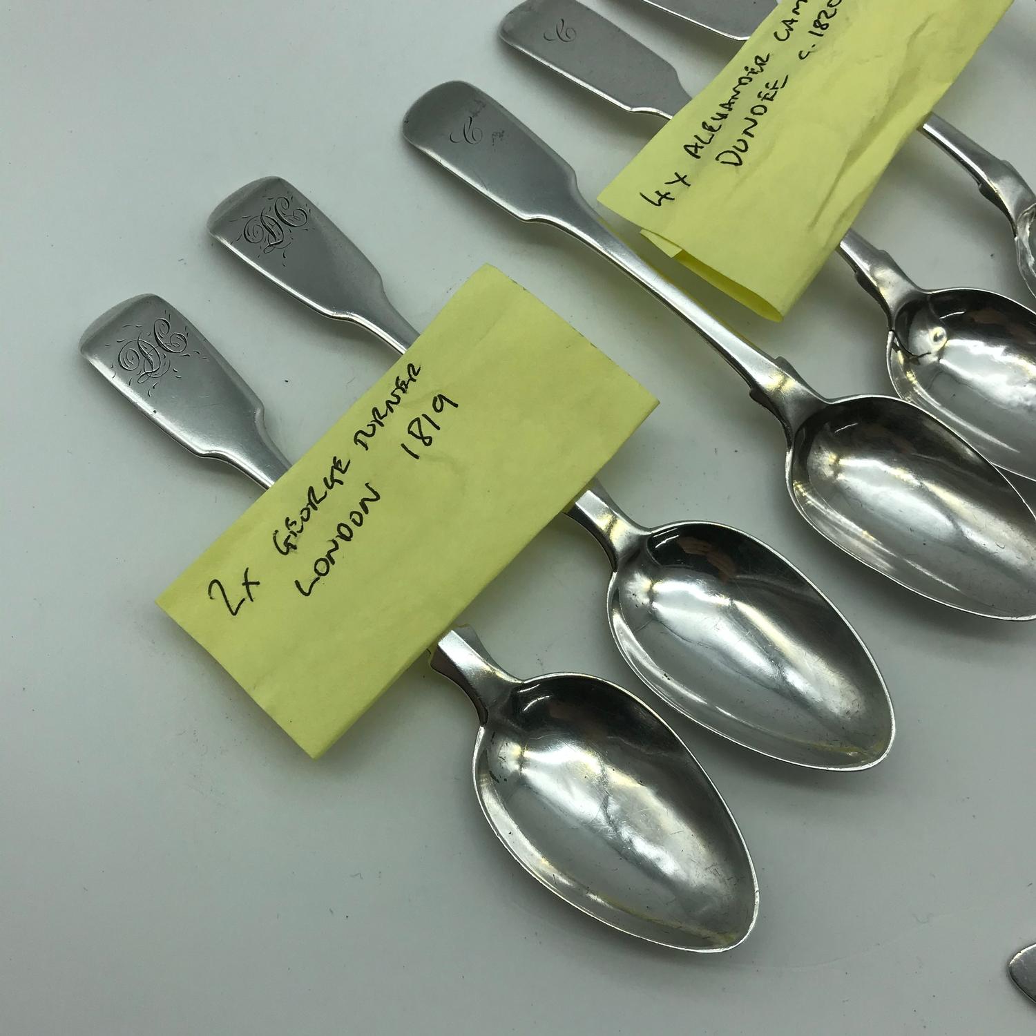 A Collection of 11 Various Georgian silver tea spoons, Includes two made by George Turner London - Image 2 of 5