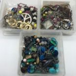 Three tubs of costume necklaces and chokers